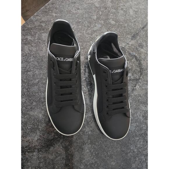 NWT Dolce&Gabbana Portofino Black & White Logo Sneakers - 38EU - Picture 6 of 9